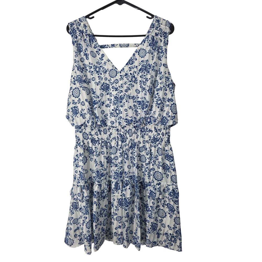 Melonie T Cottage Core Tiered Midi Dress 16 Womens Plus Size V Neck Coquette‎